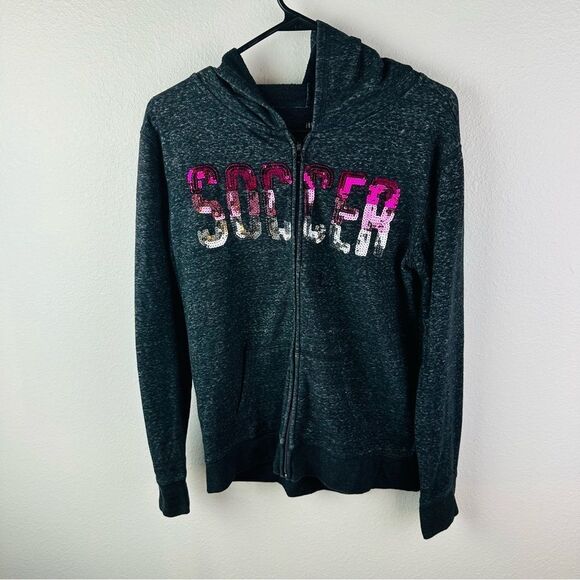 Justice Other - Justice Active Gray Soccer Sequin Full Zip Hoodie Girls Size 16/18